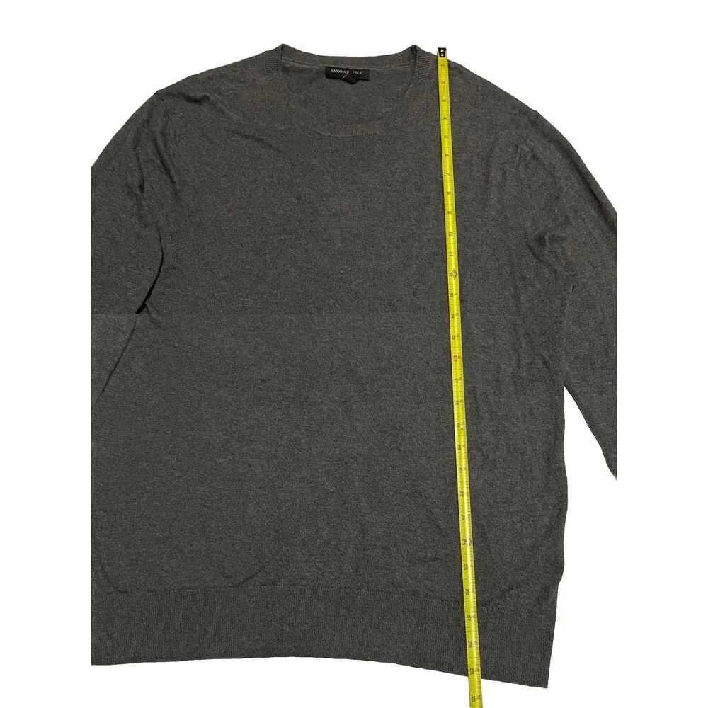 Banana Republic Cotton Sweater Gray Crewneck M Knit Pullover Mens Long Sleeve